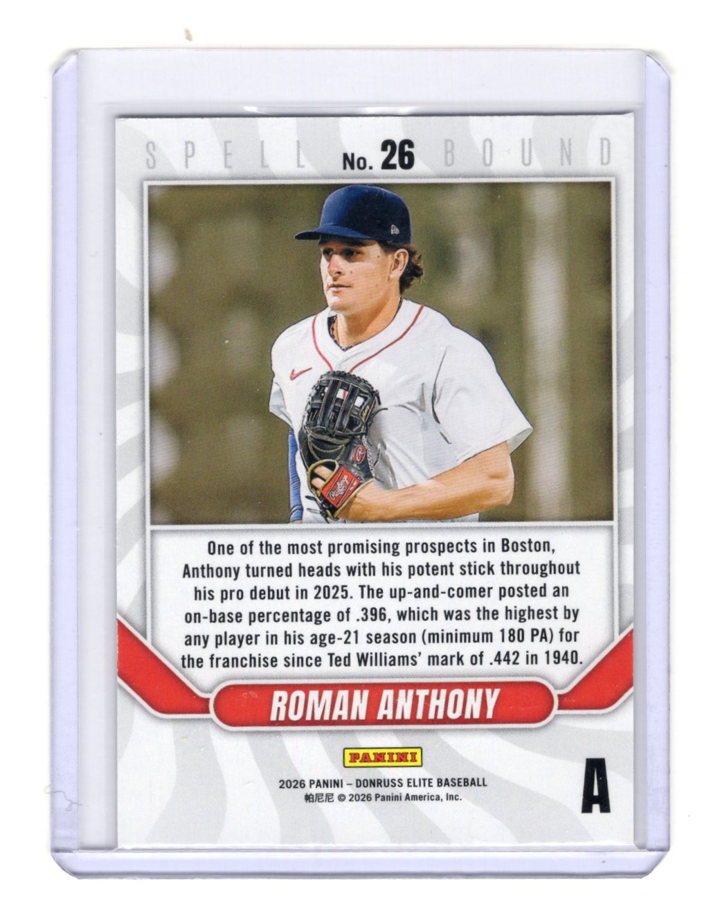 2026 Donruss Elite Roman Anthony Card Spellbound Green Disco Boston Red Sox