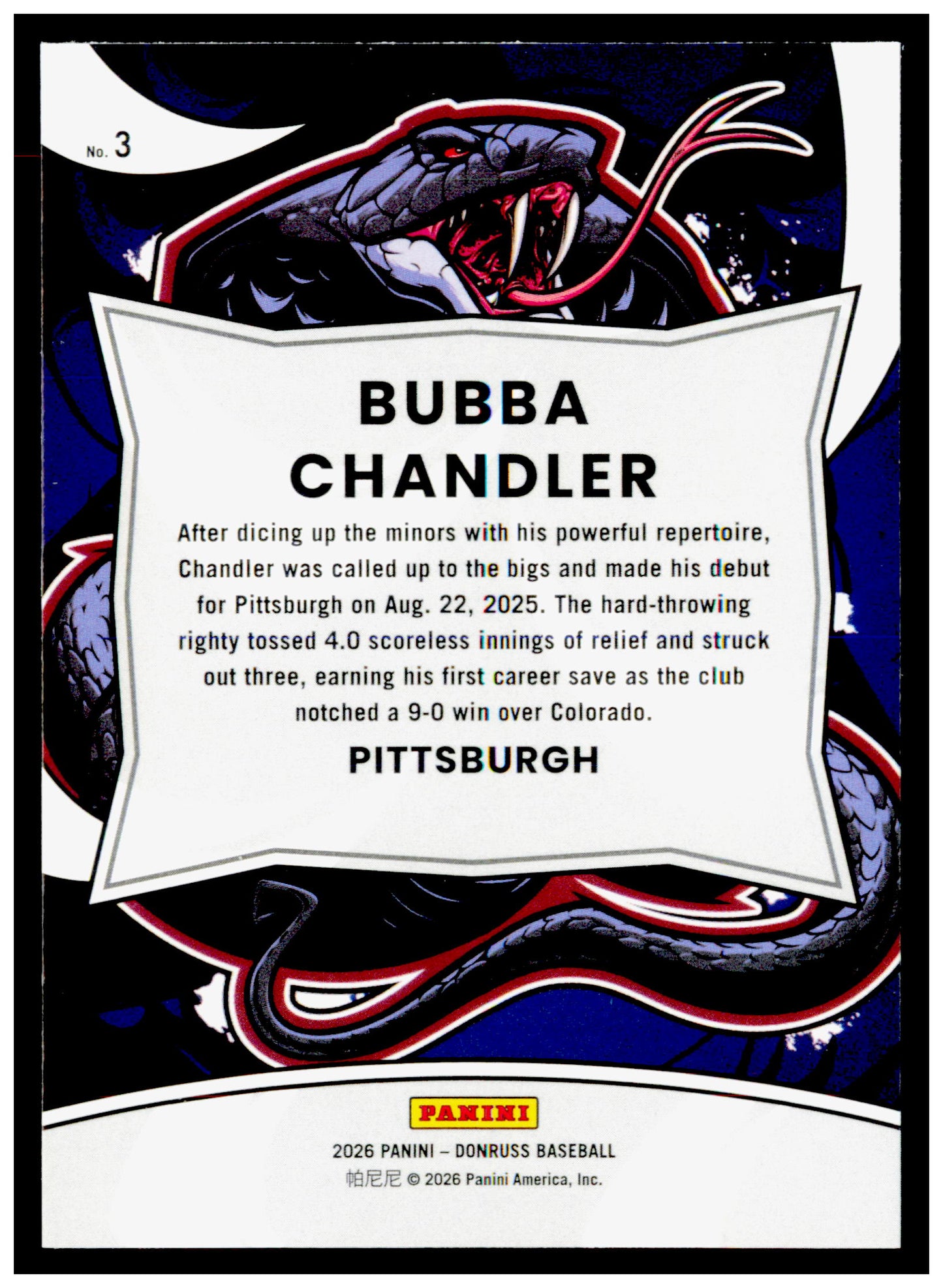 2026 Donruss Bubba Chandler Card Unleashed Pittsburgh Pirates