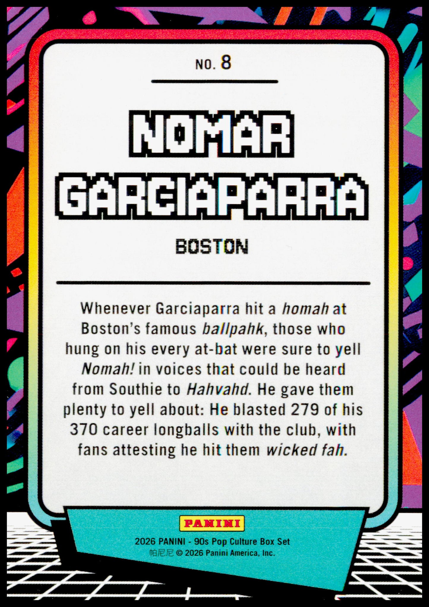 2026 Panini Decades 90s Pop Culture Nomar Garciaparra Card Boston Red Sox