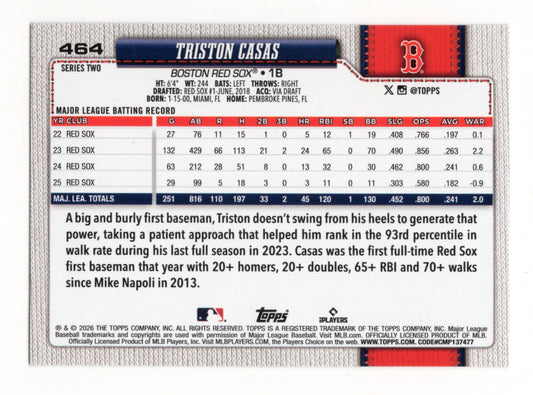 2026 Topps Triston Casas Card Diamante Foil Boston Red Sox