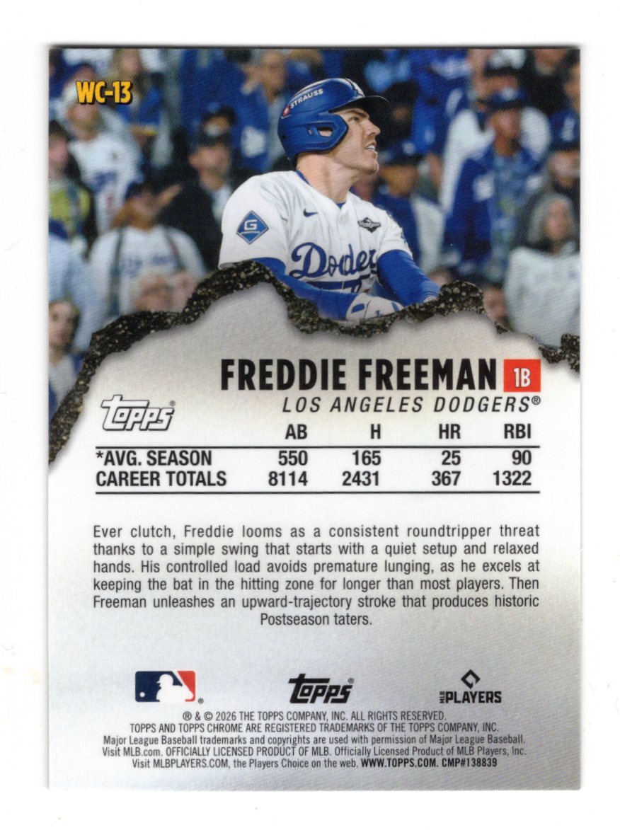 2026 Topps Chrome Freddie Freeman Card Wrecking Crew Los Angeles Dodgers