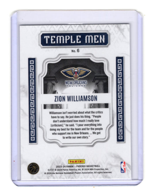 2023-24 Panini Phoenix Zion Williamson Card Temple Men Silver Pelicans