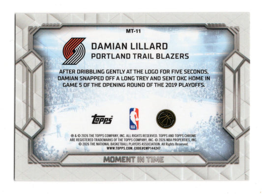 2025-26 Topps Chrome Update Damian Lillard Moment In Time #MT-11 Blazers Insert