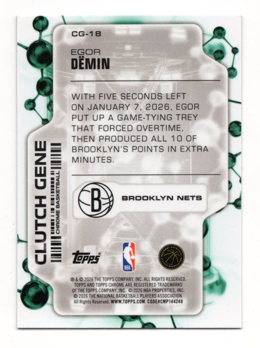 2025-26 Topps Chrome Update Egor Demin Clutch Gene RC #CG-18 Brooklyn Nets