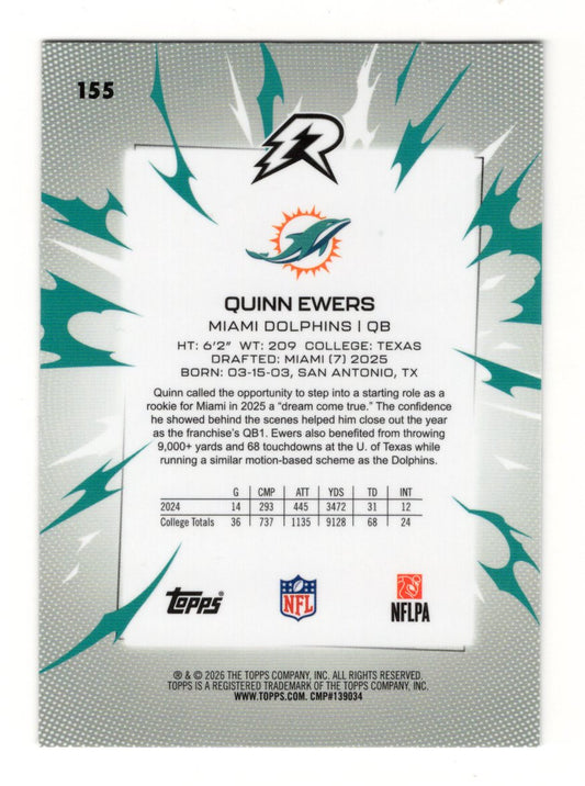 2025 Topps Resurgence Quinn Ewers Card Rookie Miami Dolphins