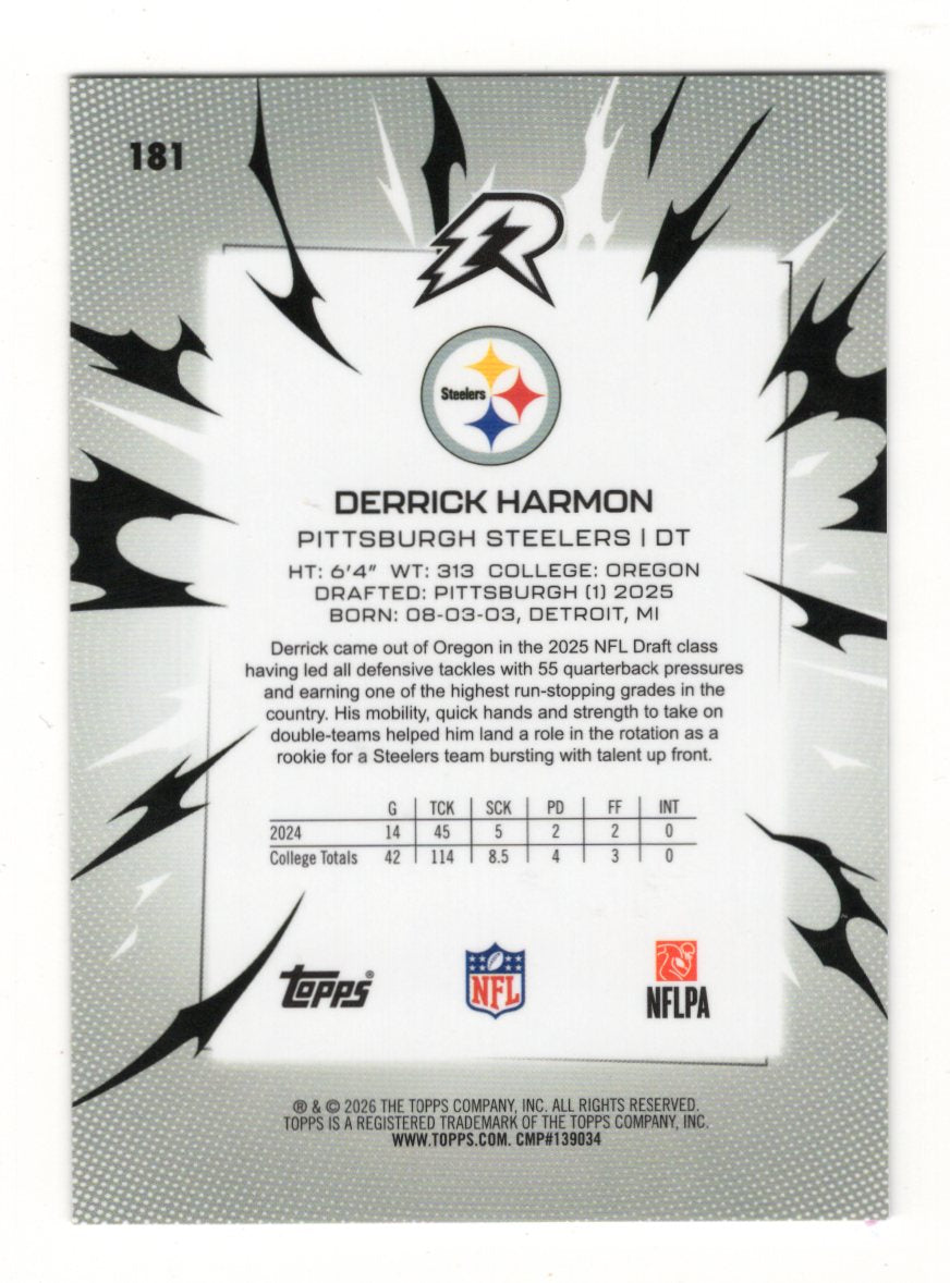 2025 Topps Resurgence Derrick Harmon Card Rookie Pittsburgh Steelers