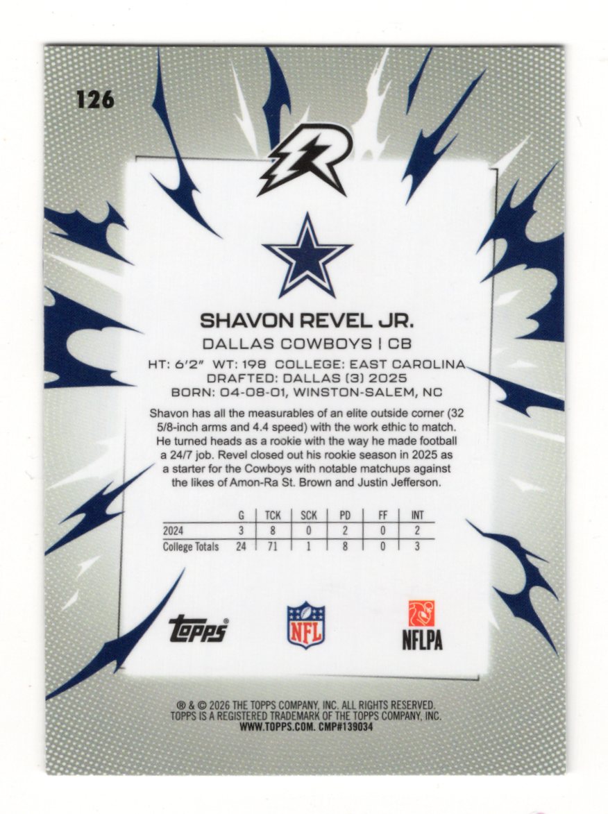 2025 Topps Resurgence Shavon Revel Jr. Card Rookie Dallas Cowboys