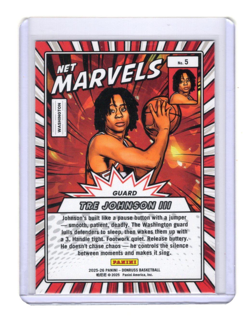 2025-26 Donruss Tre Johnson III Net Marvels Red Cubic RC /199 #2 Washington
