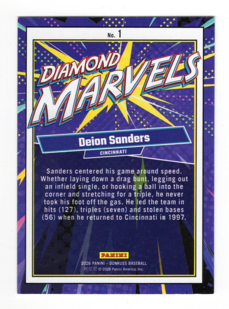 2026 Donruss Diamond Marvels Deion Sanders #1 Parallel /149 SP Cincinnati Reds