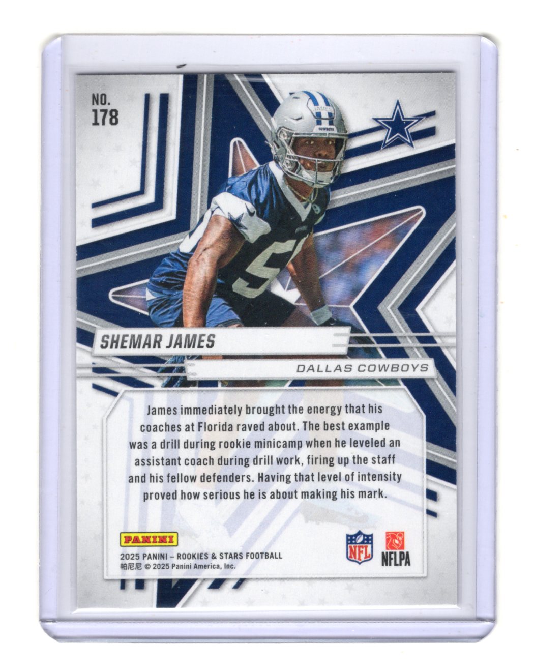 2025 Panini Rookies & Stars Shemar James Card Purple #/999 Cowboys
