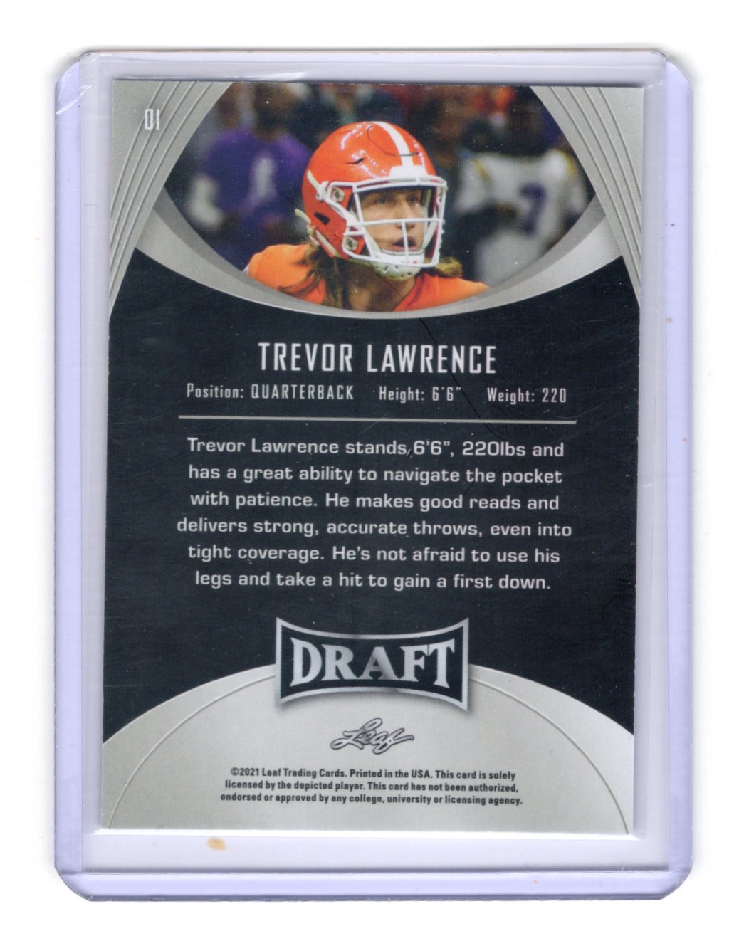 2021 Leaf Draft Trevor Lawrence Card Clemson Tigers