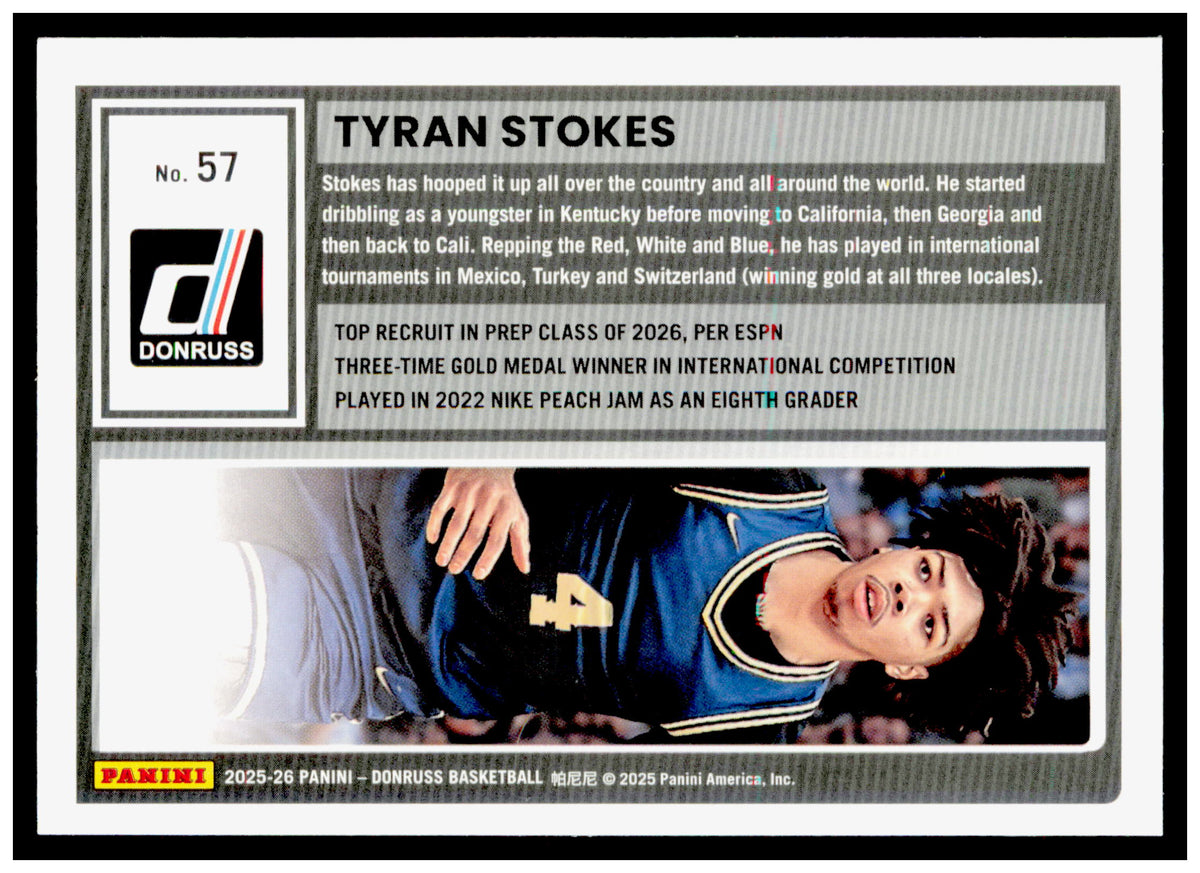 2025-26 Donruss Tyran Stokes Card Holo Green Laser
