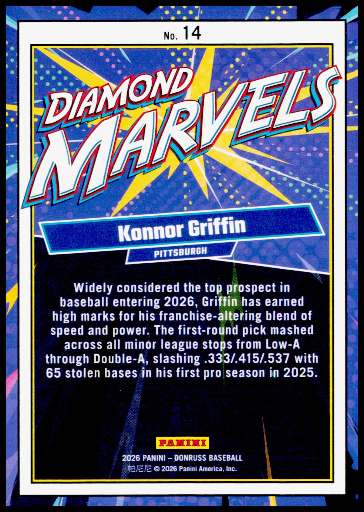 2026 Donruss Konnor Griffin Card Diamond Marvels Pittsburgh Pirates