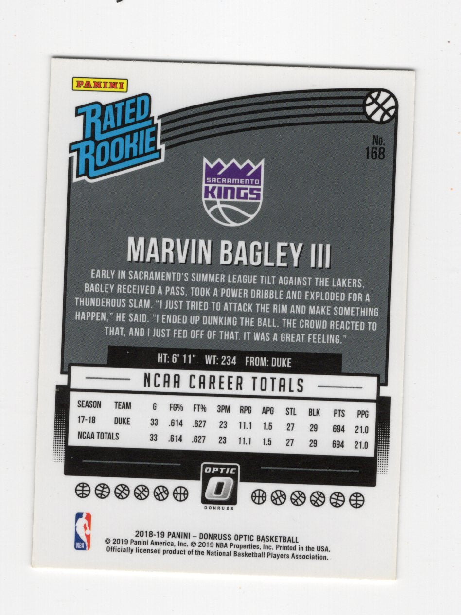 2018-19 Donruss Optic Marvin Bagley III Card RC Sacramento Kings