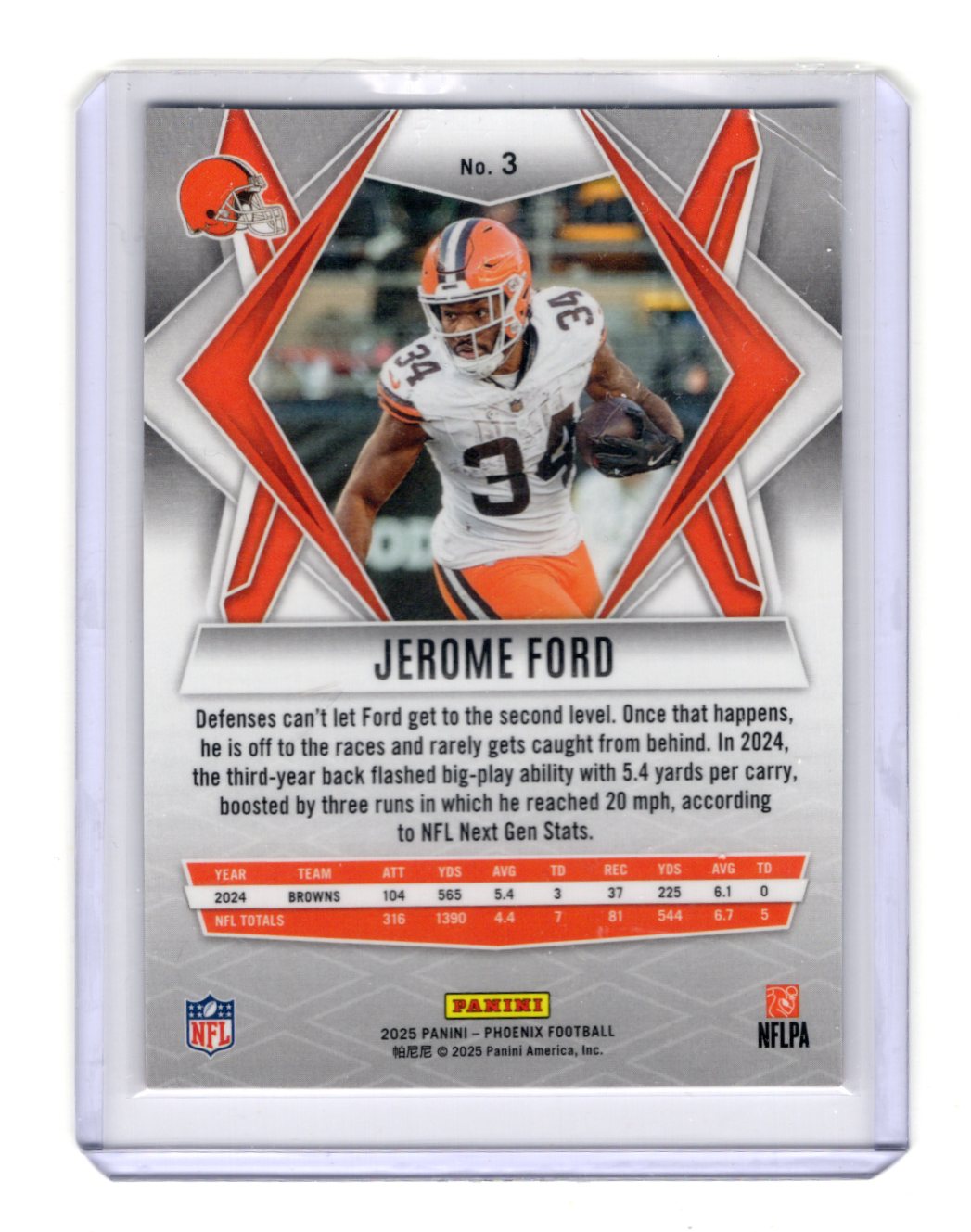 2025 Panini Mosaic Jerome Ford Card Mosaic Cleveland Browns