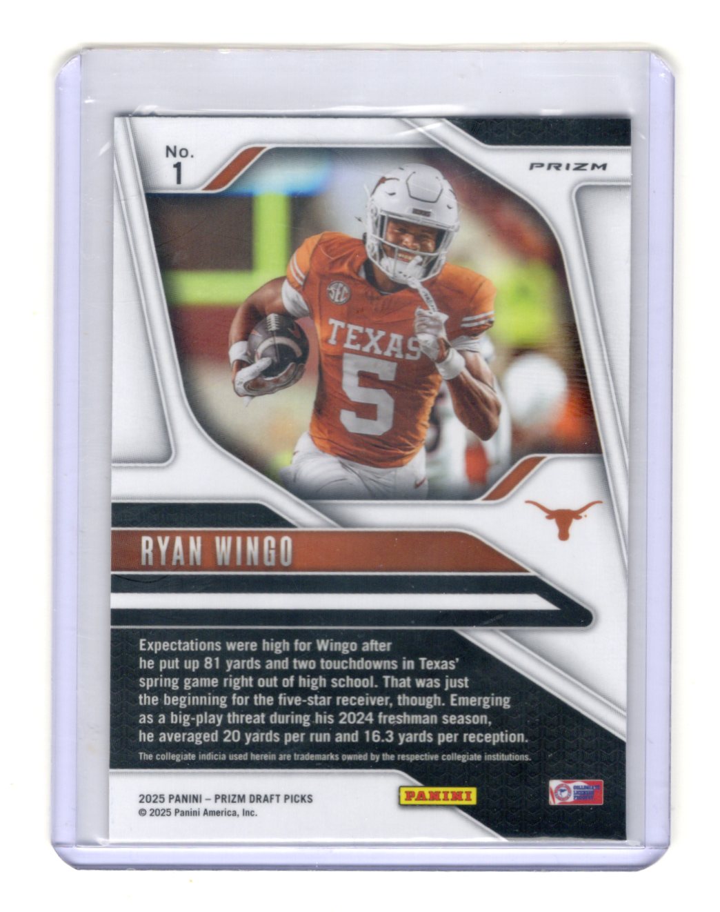 2025 Panini Prizm Draft Picks Ryan Wingo Card Prizms Gold Ice Texas Longhorns