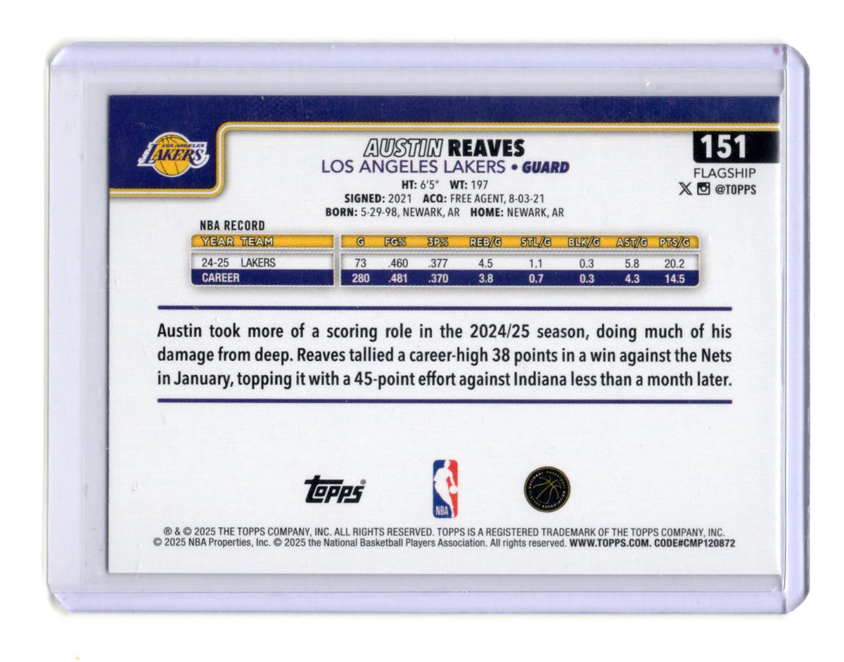 2025-26 Topps Austin Reaves Card Crackleboard Los Angeles Lakers