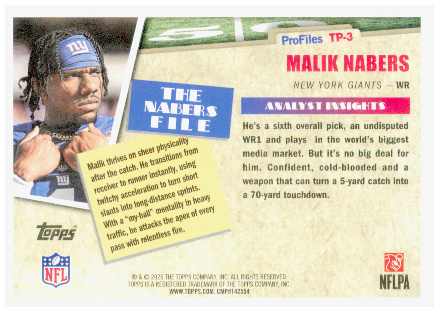 2026 Topps Flagship Malik Nabers Card Topps Profiles New York Giants