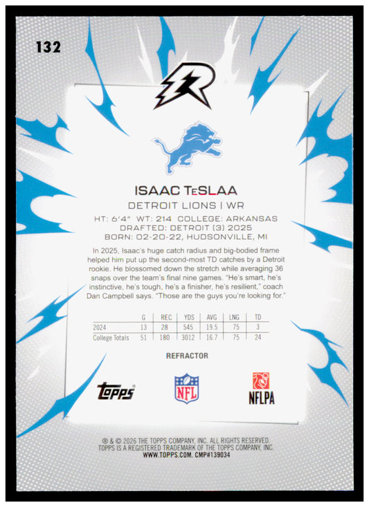 2025 Topps Resurgence Isaac TeSlaa Card Refractor Detroit Lions