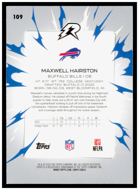 2025 Topps Resurgence Maxwell Hairston Card Prism Refractor Buffalo Bills
