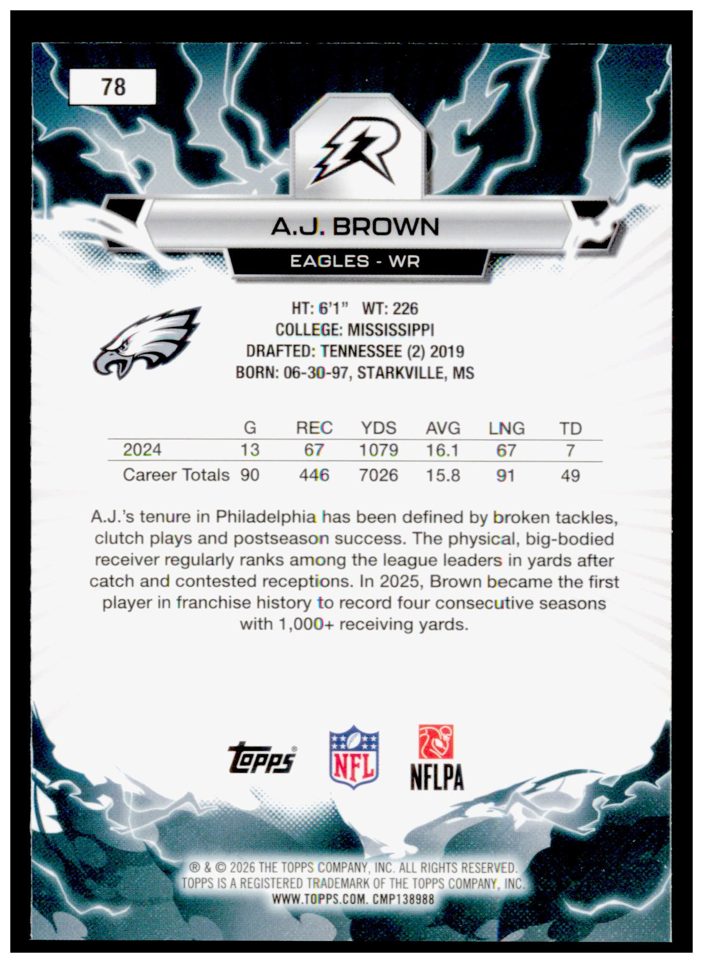 2025 Topps Resurgence A.J. Brown Card Prism Refractor Philadelphia Eagles
