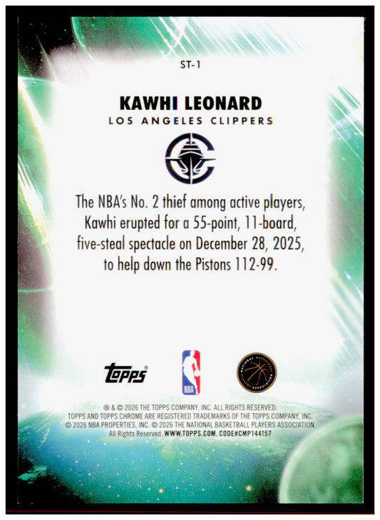 2025-26 Topps Chrome Update Kawhi Leonard Stratospheric Stars Purple /75