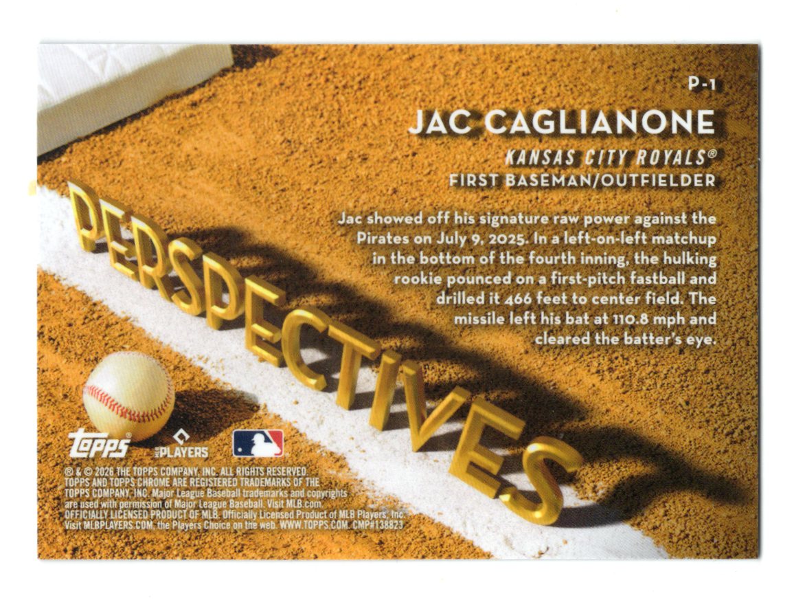 2026 Topps Chrome Jac Caglianone Card Perspectives Kansas City Royals