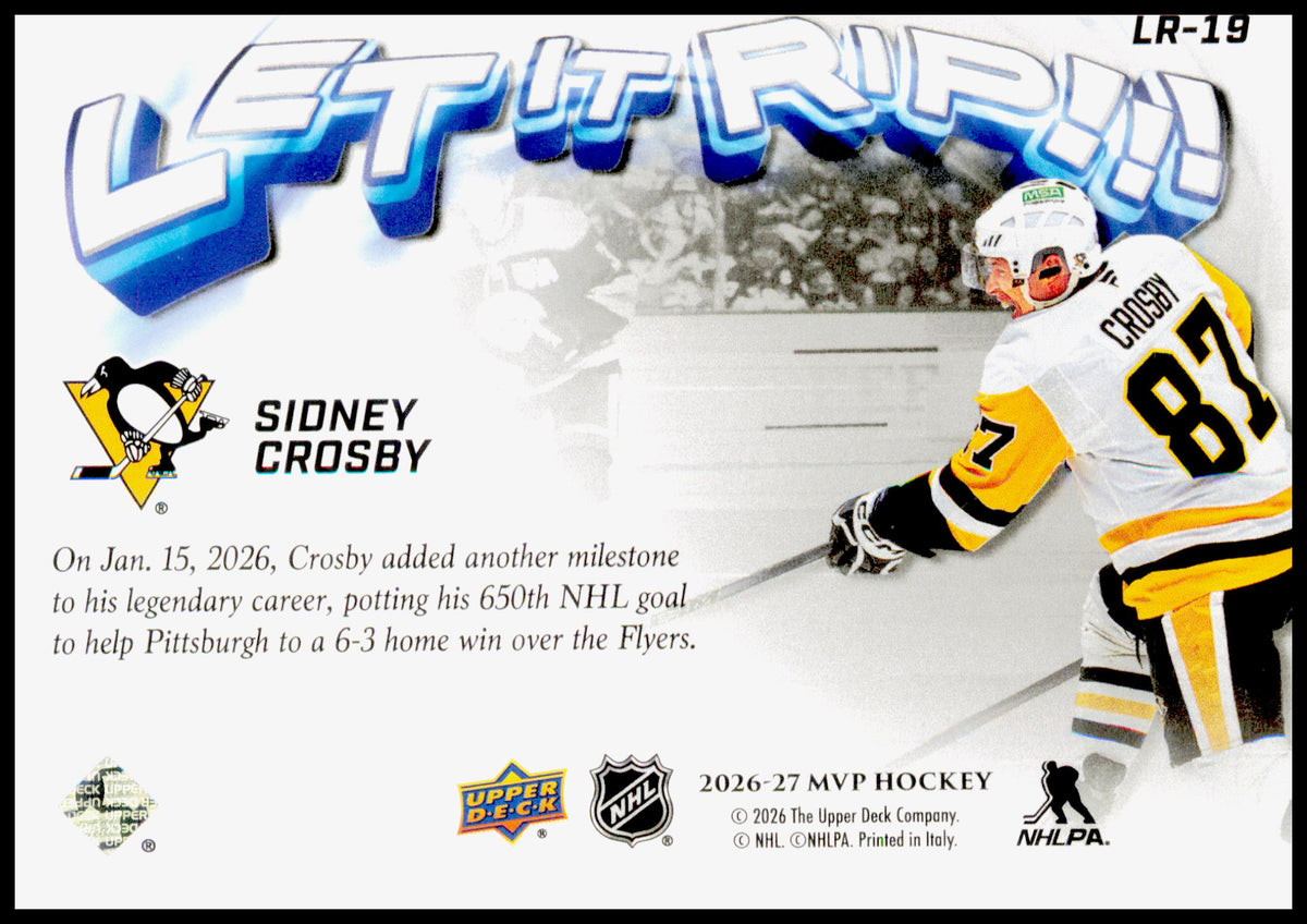 2026-27 Upper Deck MVP Sidney Crosby Card Let it Rip Pittsburgh Penguins