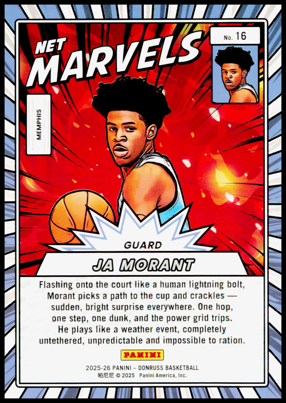 2025-26 Donruss Cedric Coward Card Net Marvels Memphis Grizzlies