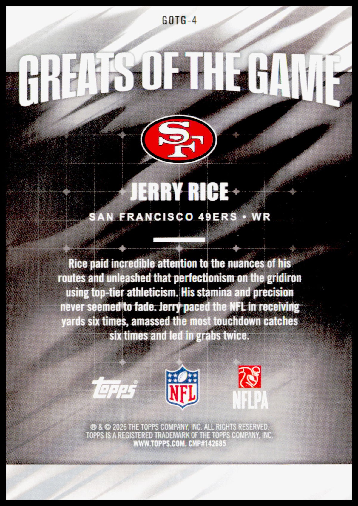 2026 Topps Flagship Jerry Rice Card Greats Of The Game San Francisco 49ers