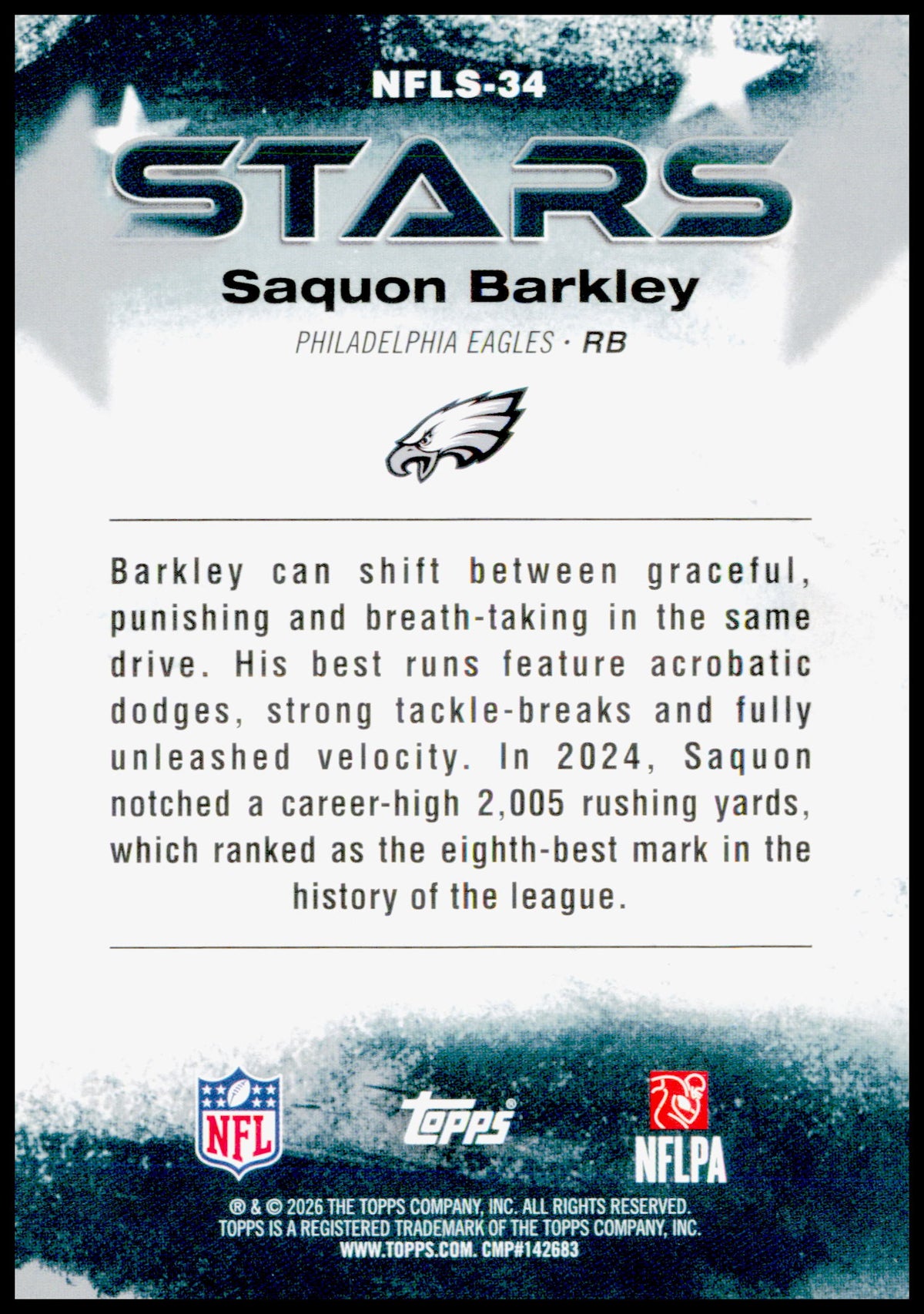 2026 Topps Flagship Saquon Barkley Card NFL Stars Philadelphia Eagles