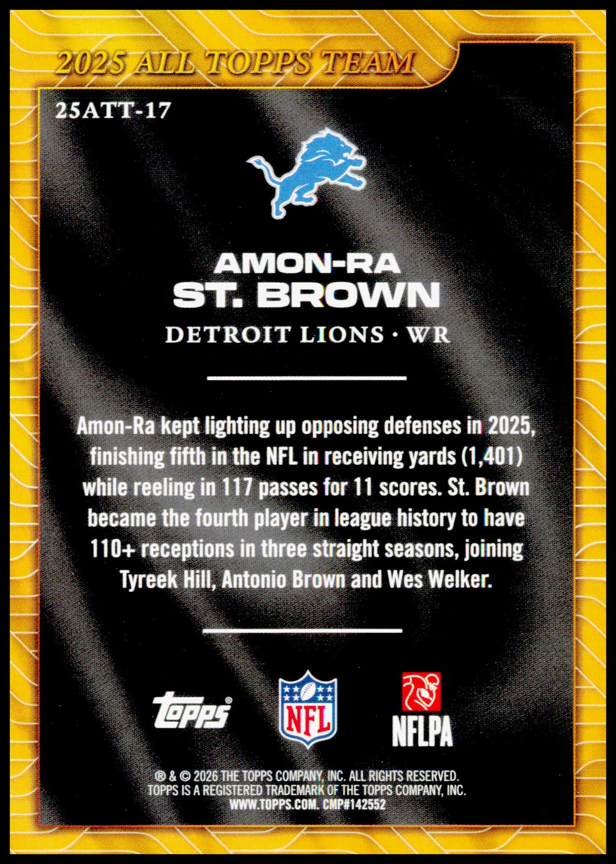 2026 Topps Flagship Amon-Ra St. Brown Card 2025 All Topps Team Detroit Lions