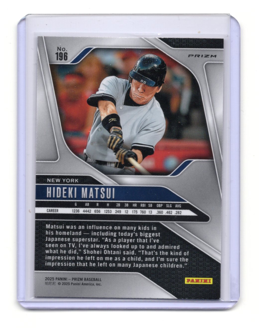 2025 Panini Prizm Hideki Matsui Card Red Ice Prizms New York Yankees