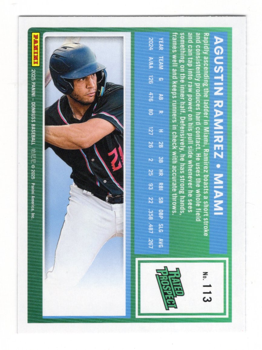 2025 Donruss Agustin Ramirez Card Liberty RC Miami Marlins