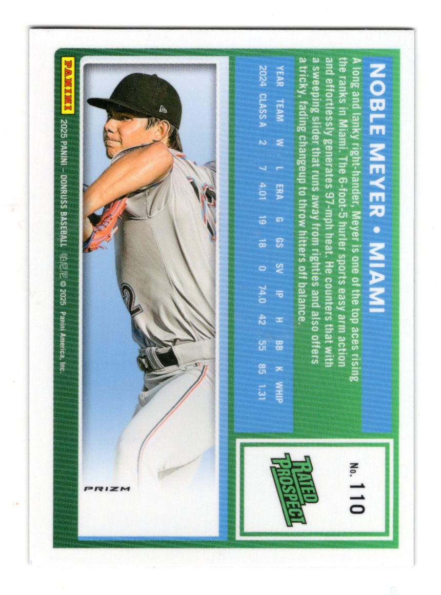 2025 Donruss Noble Meyer Card Optic Blue Velocity Miami Marlins