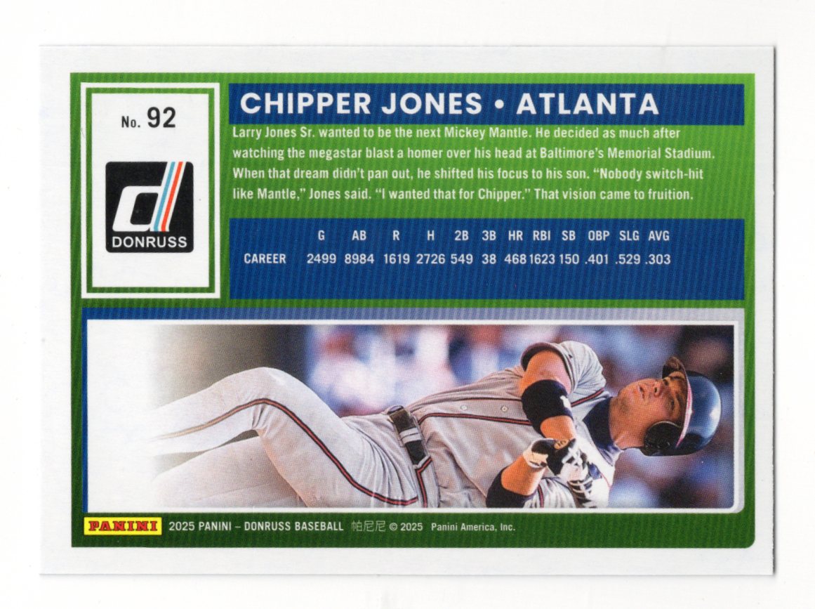 2025 Donruss Chipper Jones Card Rockets Atlanta Braves