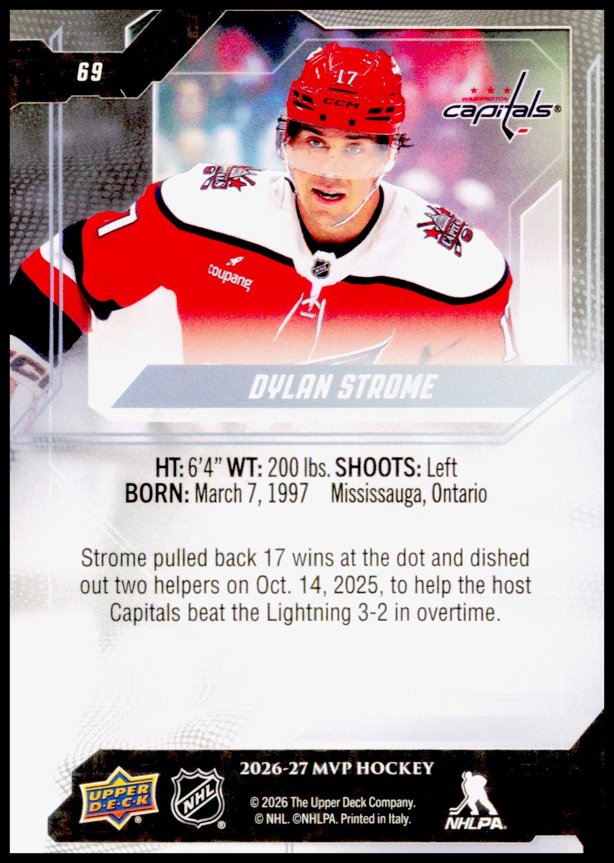 2026-27 Upper Deck MVP Dylan Strome Card Washington Capitals