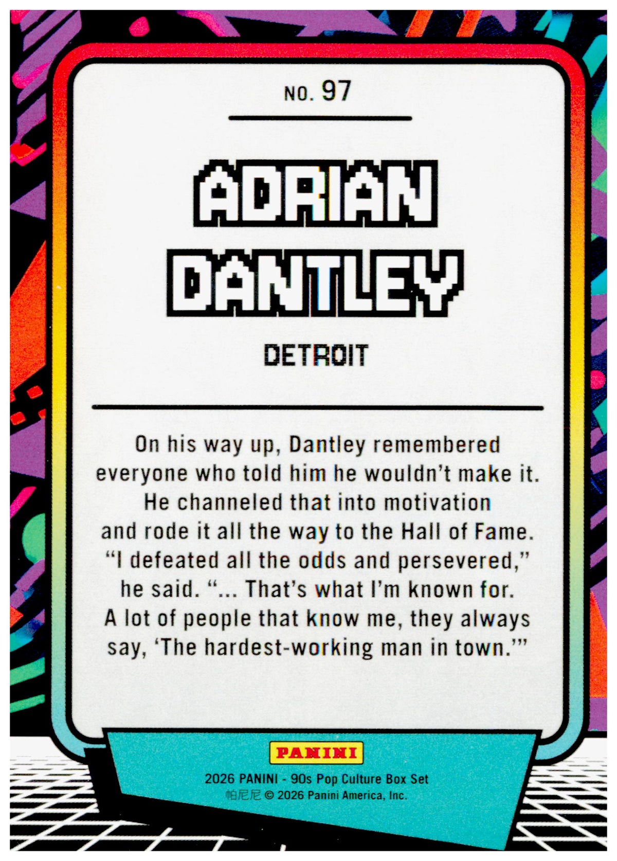 2026 Panini Decades 90s Pop Culture Adrian Dantley Card Detroit Pistons