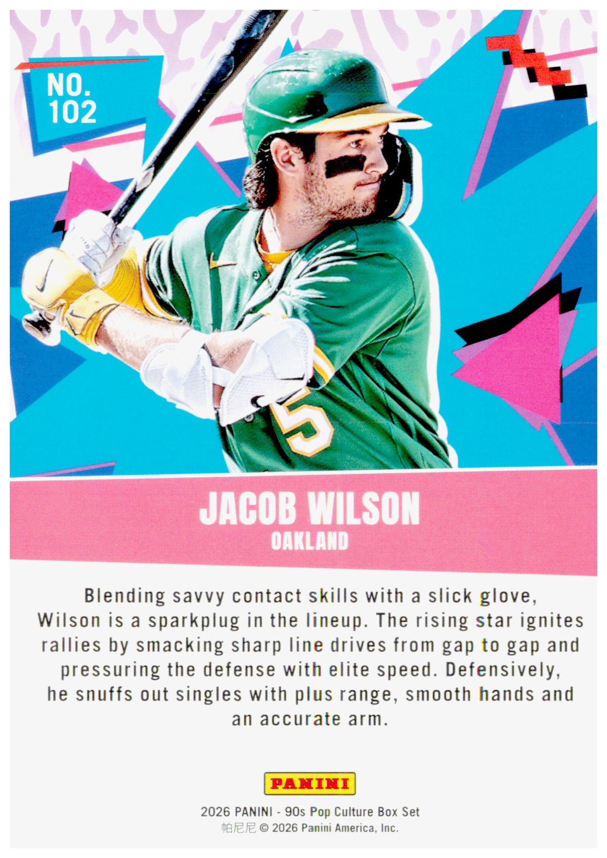 2026 Panini Decades 90s Pop Culture Jacob Wilson Card Athletics