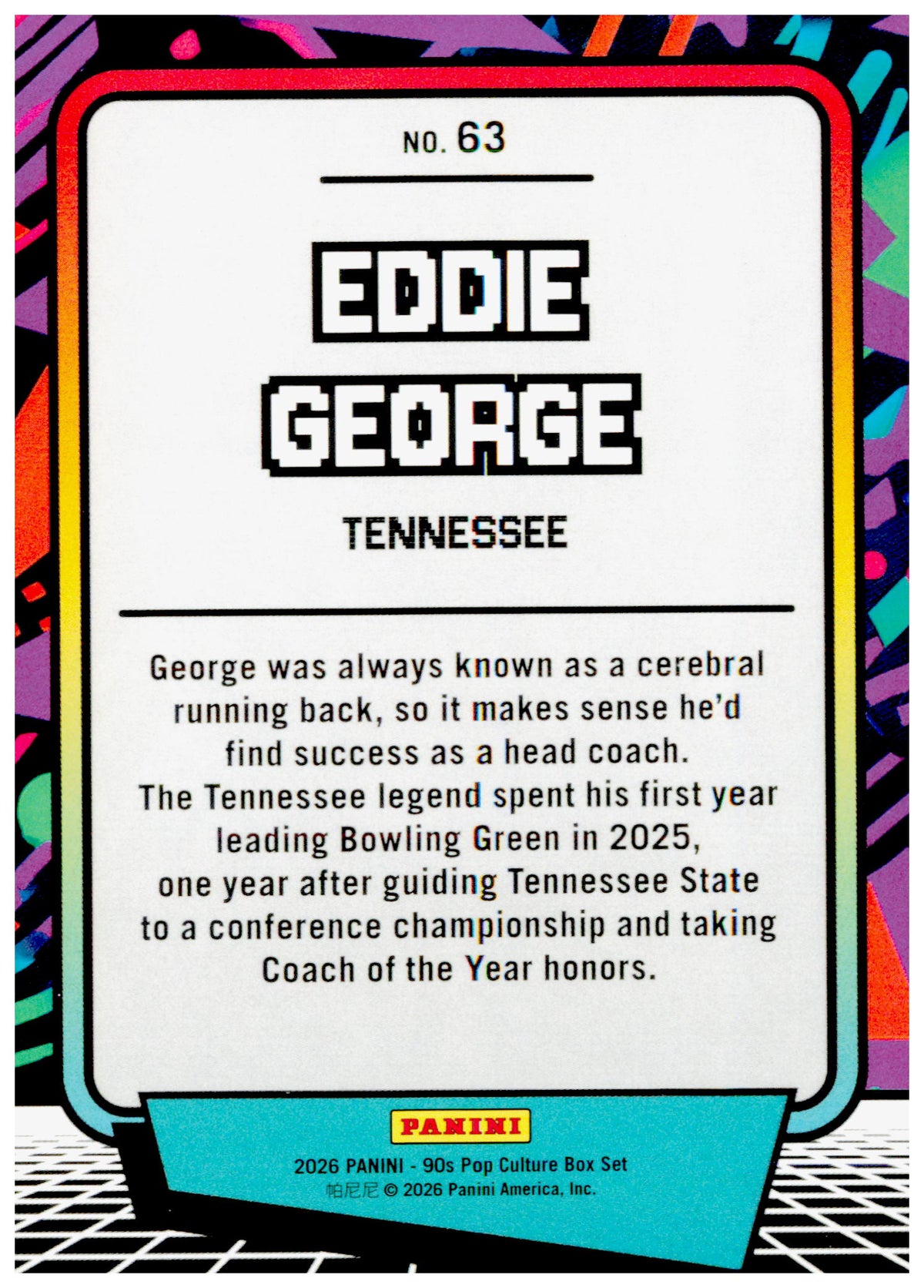 2026 Panini Decades 90s Pop Culture Eddie George Card Tennessee Titans
