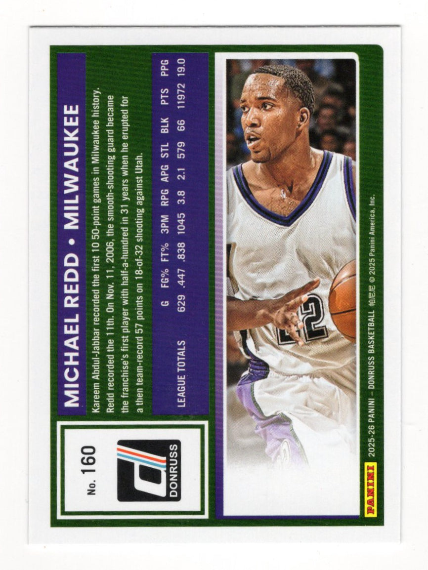 2025-26 Donruss Michael Redd Card Holo Green Laser Milwaukee Bucks