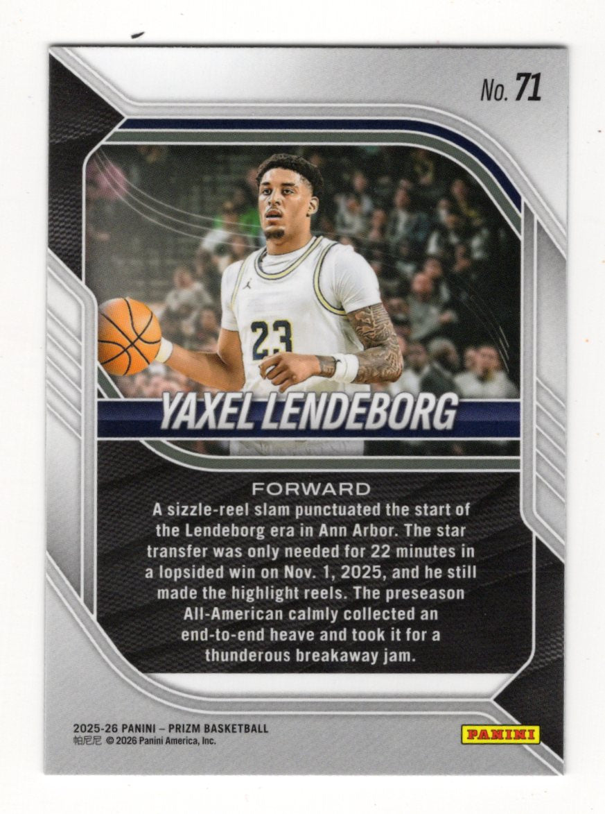 2025-26 Panini Prizm Yaxel Lendeborg Card Michigan Wolverines