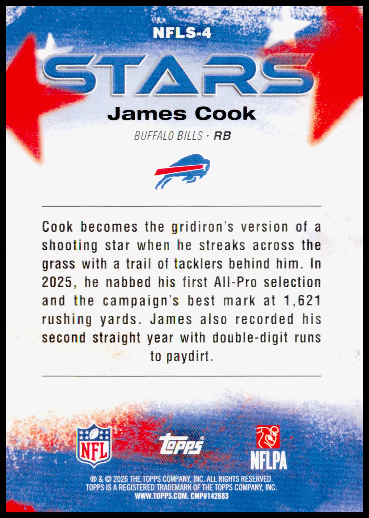 2026 Topps Flagship James Cook Card NFL Stars Pink Crackle Buffalo Bills