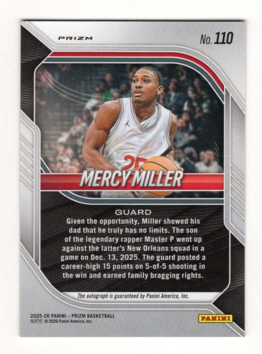 2025-26 Panini Prizm Mercy Miller Card Autographs Base Prizm Green AU Cougars
