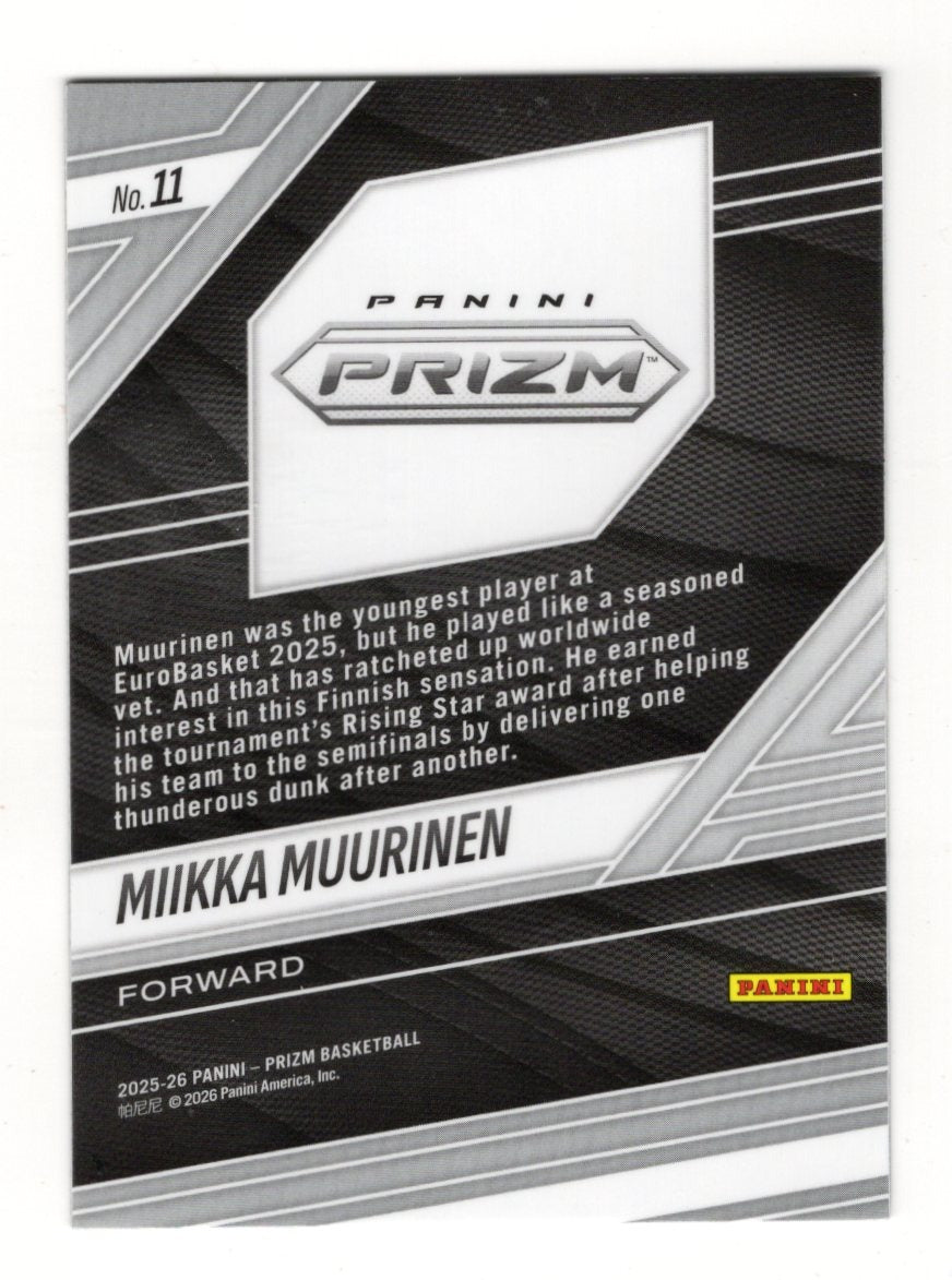 2025-26 Panini Prizm Miikka Muurinen Card Fearless NIL