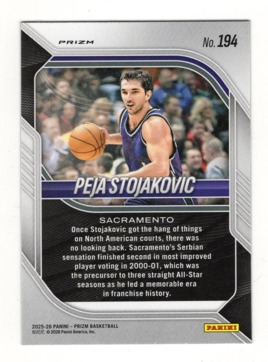 2025-26 Panini Prizm Peja Stojakovic Card Purple Wave Prizm Sacramento Kings
