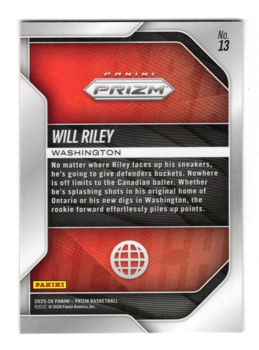 2025-26 Panini Prizm Will Riley Card Global Reach Washington Wizards