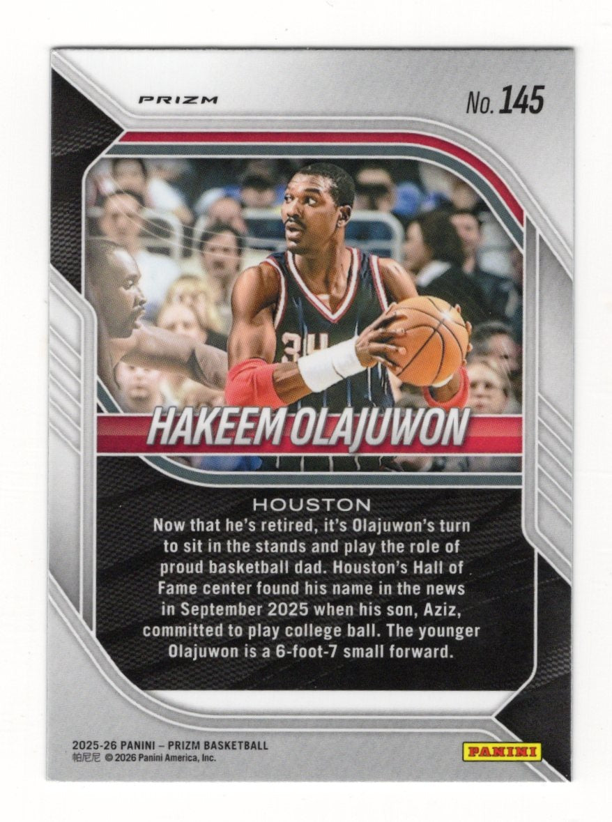 2025-26 Panini Prizm Hakeem Olajuwon Card Green Prizm Houston Rockets