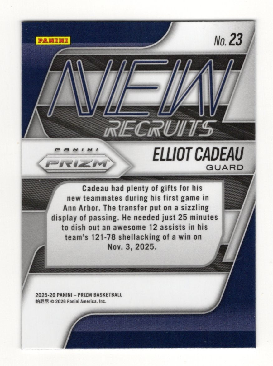 2025-26 Panini Prizm Elliot Cadeau Card New Recruits Michigan Wolverines