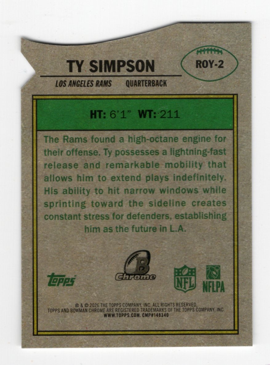 2026 Bowman Ty Simpson Card Rookie of the Year Favorites Los Angeles Rams